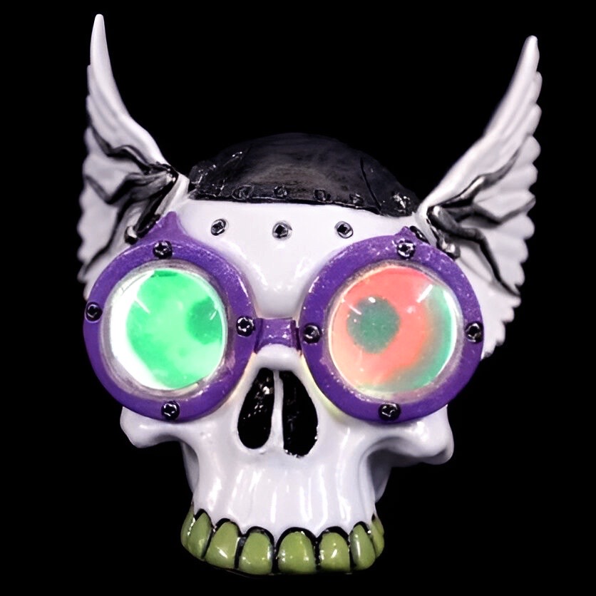 Skull with wings LED light 13x12cm