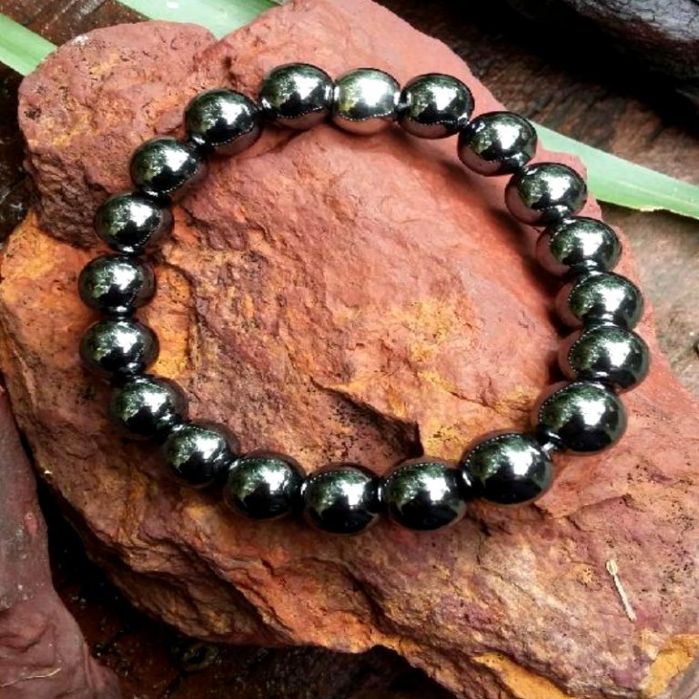 Crystal bracelet Hematite with stainless steel bead