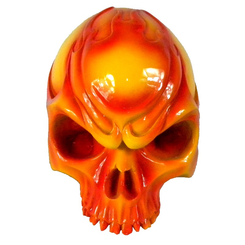 Skull - with Orange Flames 12cm