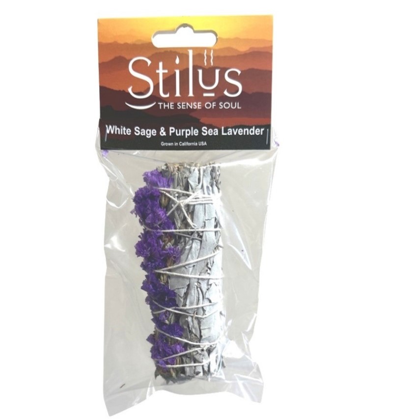 White Sage & Purple Sea Lavender Smudge Stick 12cm