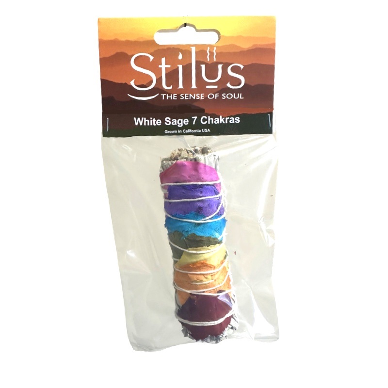 White Sage Seven Chakra Smudge Stick 12cm