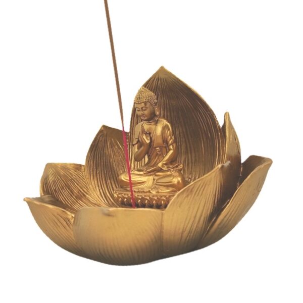 Buddha in Lotus Incense Holder 13.5cm
